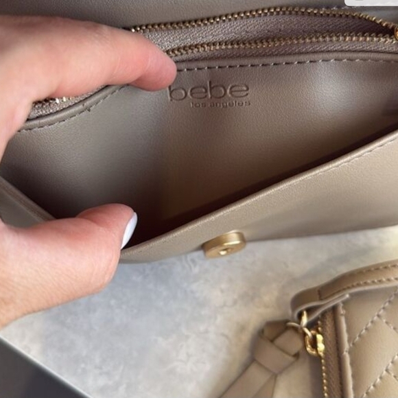 Bebe Tan Quilted Women's Bag Set - Picture 6 of 9